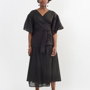 Meg Brooklyn, NYC Black Wrap Ruffle Dress L